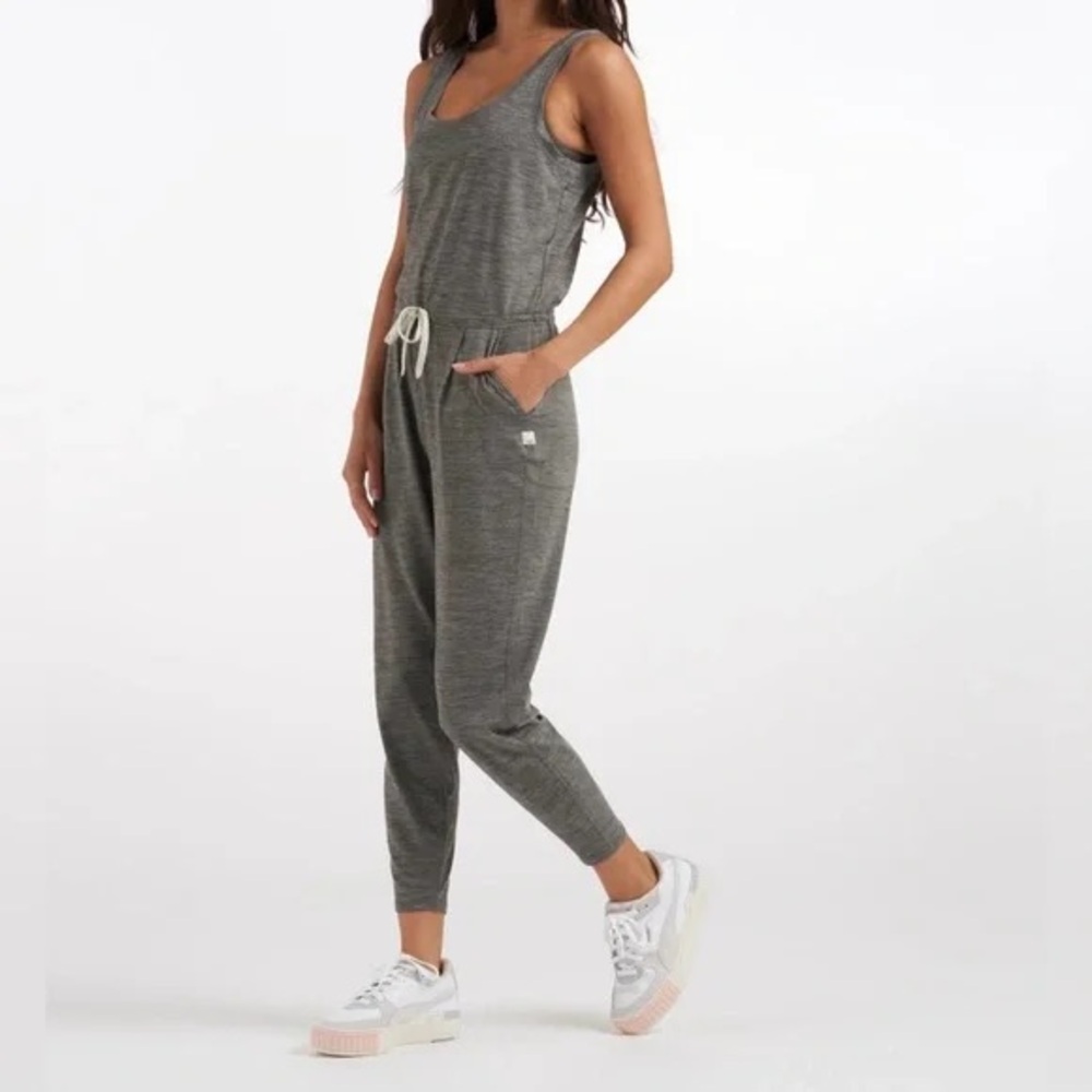 Vuori Olive Gray Tank Jumpsuit with Drawstring Waist